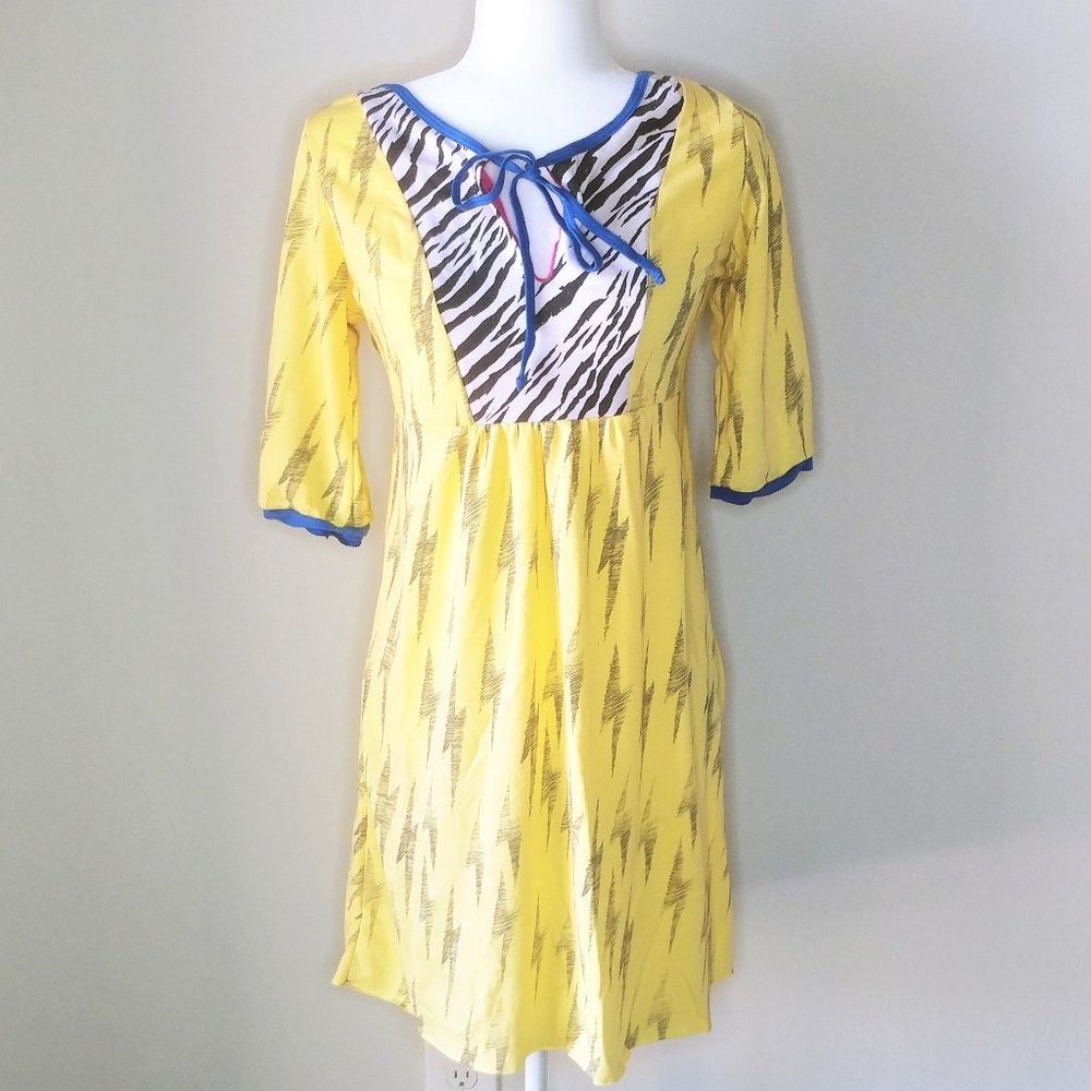 Crafty Couture Yellow Knit Zebra Dress